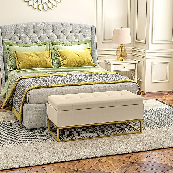 HOMCOM Sitzbank Truhenbank mit Stauraum und Stahlbeine (Aufbewahrungsbank, günstig online kaufen