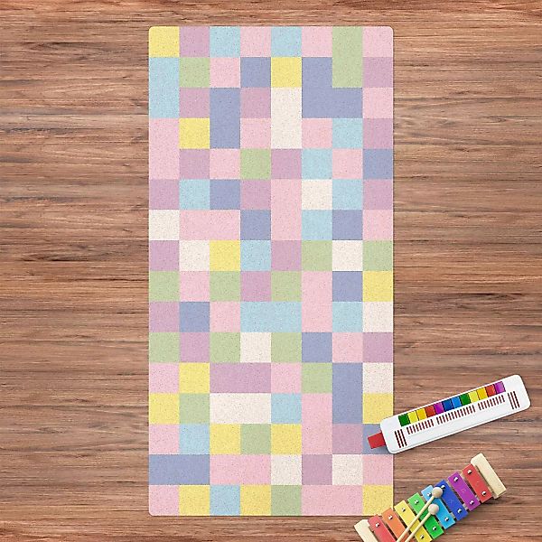 Kork-Teppich Buntes Mosaik Zuckerwatte günstig online kaufen