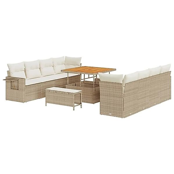 vidaXL Gartensofa-set mit Kissen 11-Tlg Beige und Creme Poly-Rattan 3363676 günstig online kaufen