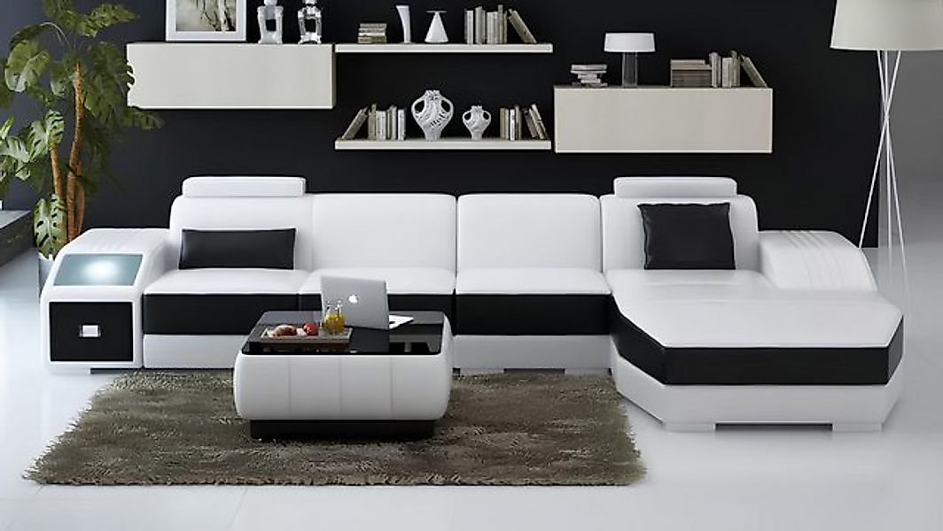 Xlmoebel Ecksofa Sofa aus Leder für das Wohnzimmer mit Couchtisch und Wohnl günstig online kaufen