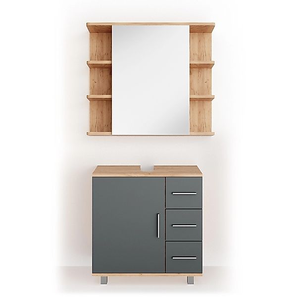 Vicco Badmöbel-Set Ilias, Eiche/Anthrazit, 2 Teile, (2-er Set, 2-St., 2er S günstig online kaufen