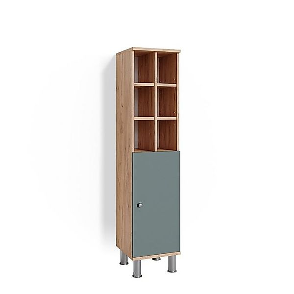 Vicco Midischrank Fynn Grün/Goldkraft Eiche 30 x 131 cm Große Tür günstig online kaufen