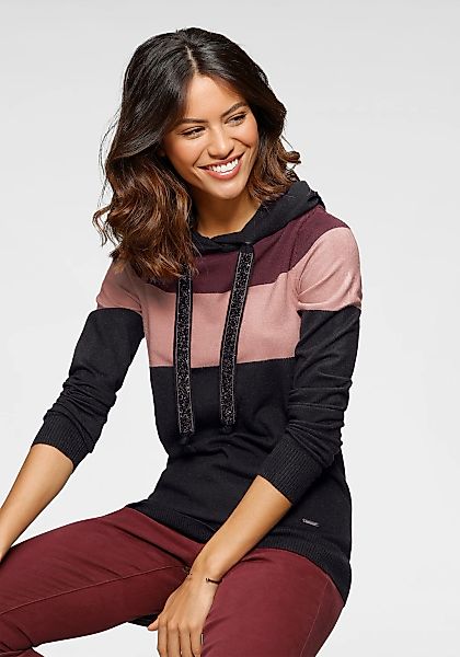 Laura Scott Strickpullover, mit Kapuze und glitzernden Bändern günstig online kaufen