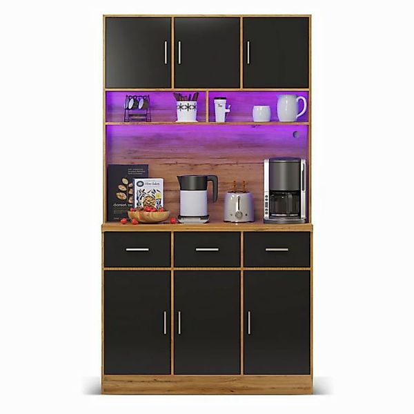 XDeer Buffet Sideboard mit LED-Beleuchtung Fernbedienung Schubladen Verstel günstig online kaufen