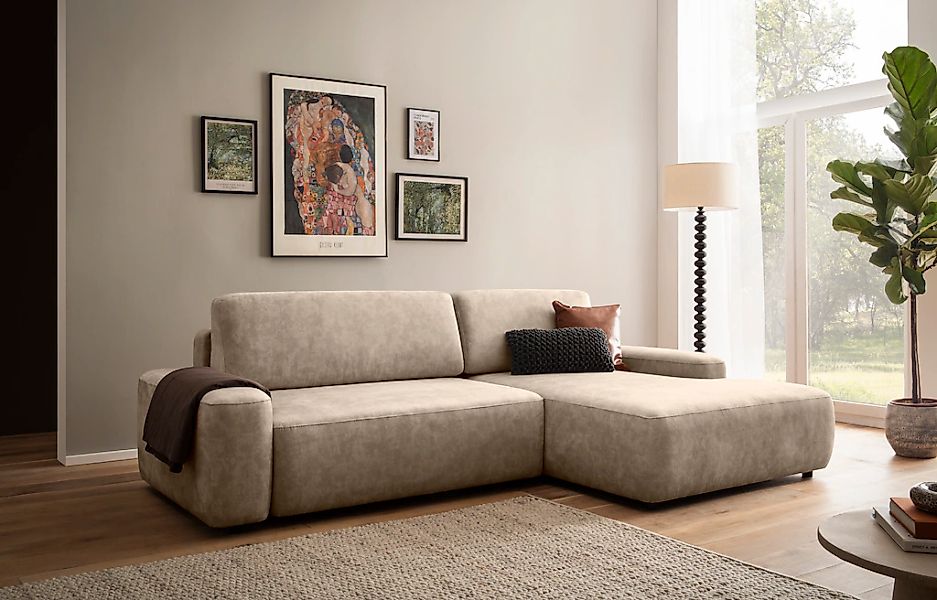 INOSIGN Ecksofa "TORGE (264cm), Schlafsofa in Cord, Samtvelours o Struktur günstig online kaufen