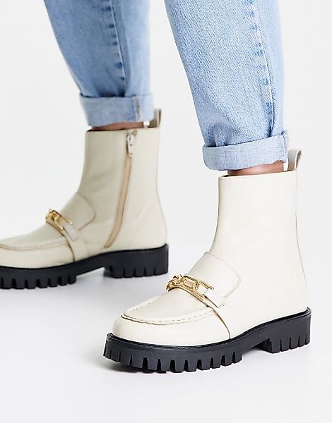 ASRA – Bobbie – Flache Stiefel aus milchigem Leder mit dicker Sohle und gol günstig online kaufen