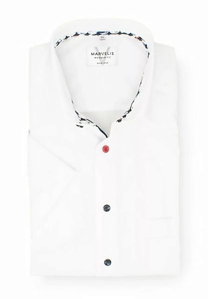 MARVELIS Kurzarmhemd Kurzarmhemd - Modern Fit - Einfarbig - Weiß günstig online kaufen