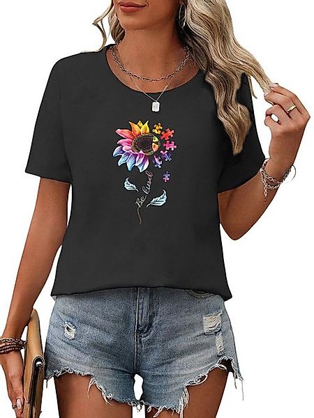 PYL T-Shirt Damen Sommer T-Shirt mit Ausgefallene Print-Shirt günstig online kaufen