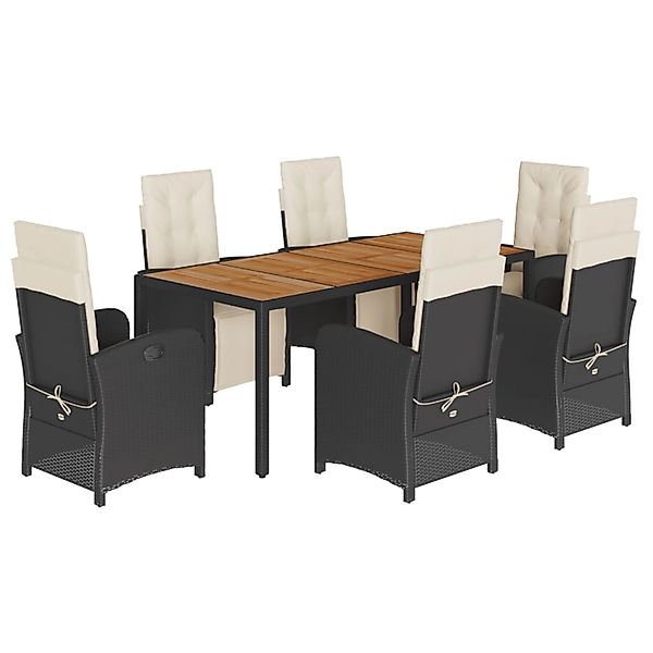 vidaXL 7-Tlg Garten-Essgruppe mit Kissen Schwarz Poly Rattan 3212472 günstig online kaufen