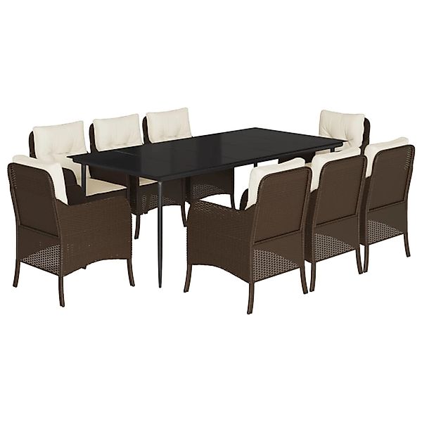 vidaXL 9-Tlg Garten-Essgruppe mit Kissen Braun Poly Rattan 3211940 günstig online kaufen