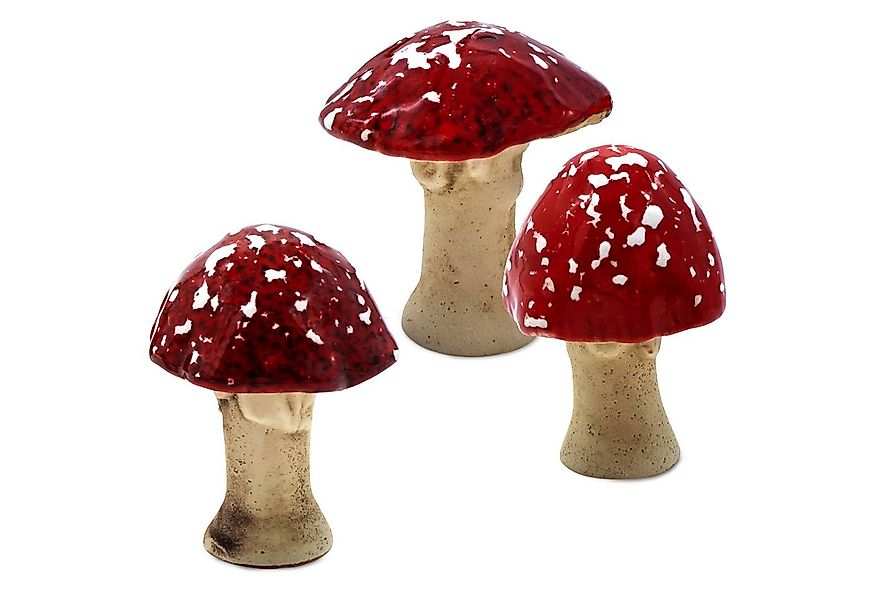 Spetebo Dekofigur Steingut Deko Pilz 3er Set (Anzahl, 1 St., Stück), Vielse günstig online kaufen