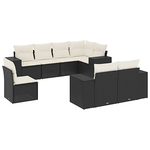 vidaXL 8-Tlg Garten-Sofagarnitur mit Kissen Schwarz Poly Rattan 3222835 günstig online kaufen