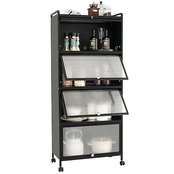 COSTWAY Hochschrank 5-stufig Küchenregal mit aufklappbaren günstig online kaufen