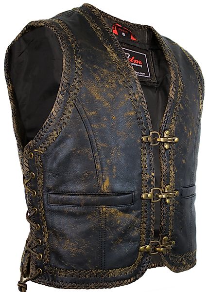 MDM Lederweste Vintage Herren Lederweste doppelt günstig online kaufen