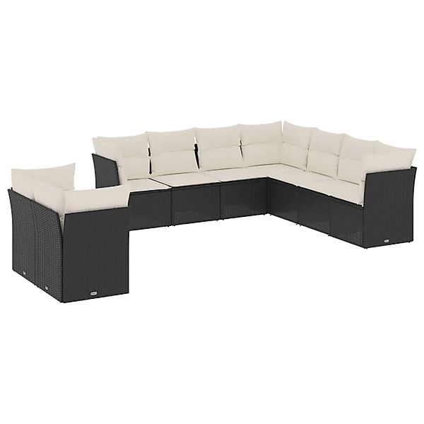 vidaXL 9-Tlg Garten-Sofagarnitur mit Kissen Schwarz Poly Rattan 3249675 günstig online kaufen
