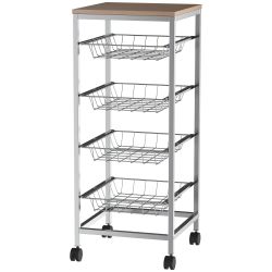 HOMCOM Servierwagen Küchenwagen mit Metallkörben 36,5 x 36,5 x 89 cm Küchen günstig online kaufen