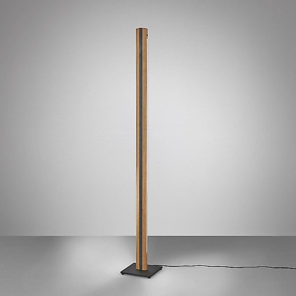 Quitani LED-Stehleuchte Elis, schwarz, Eiche, dimmbar, 148cm günstig online kaufen