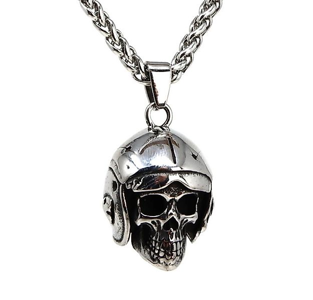 DALMARO Kette mit Anhänger Lederkette Edelstahlkette 316L SKULL HELM, Herre günstig online kaufen
