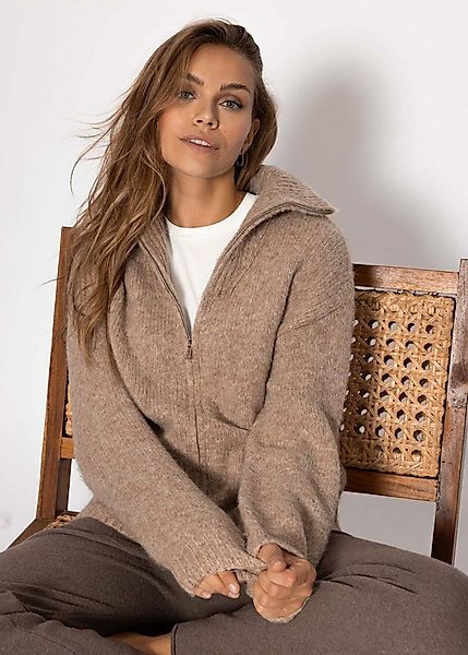 SASSYCLASSY Cardigan Cardigan mit Reißverschluss für Damen Weiche Strickjac günstig online kaufen