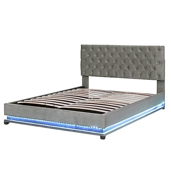 Gotagee Polsterbett LED Doppelbett Gästebett Stauraumbett Verstellbares Kop günstig online kaufen