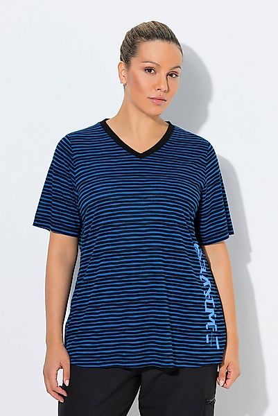 Ulla Popken T-Shirt Funktionsshirt Ringel Classic V-Ausschnitt Halbarm günstig online kaufen