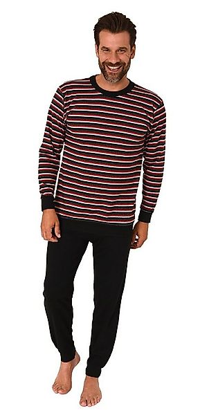 Normann Pyjama Normann Herren langarm Schlafanzug mit Bündchen in Streifeno günstig online kaufen
