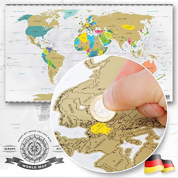 Goods+Gadgets Poster Rubbel Weltkarte zum Frei-Rubbeln Scrape off World Map günstig online kaufen
