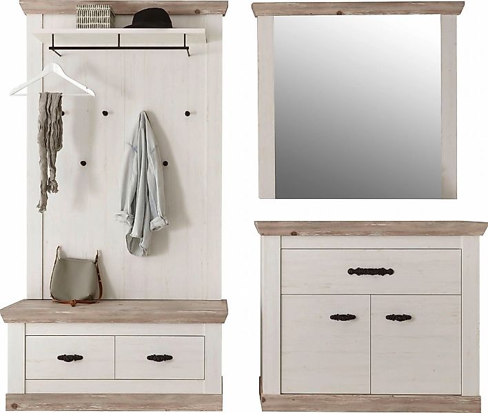 Home affaire Garderoben-Set "Florenz" 4 tlg. bestehend aus 1 Bank, 1 Paneel günstig online kaufen