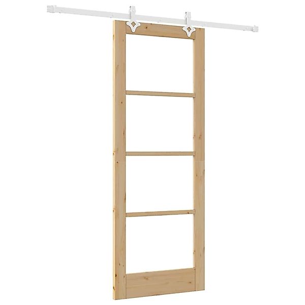 vidaXL Schiebetür Braun 78 x 202 cm Holz und Metall 3332215 günstig online kaufen