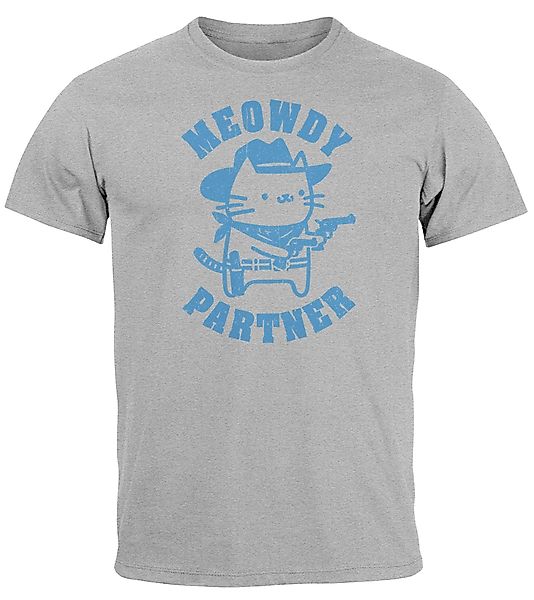 MoonWorks Print-Shirt Herren T-Shirt Meowdy Partner günstig online kaufen