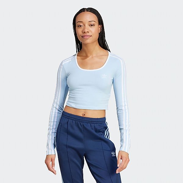 adidas Originals Langarmshirt "3S LS CROP" schmaler und kürzerer Schnitt, m günstig online kaufen