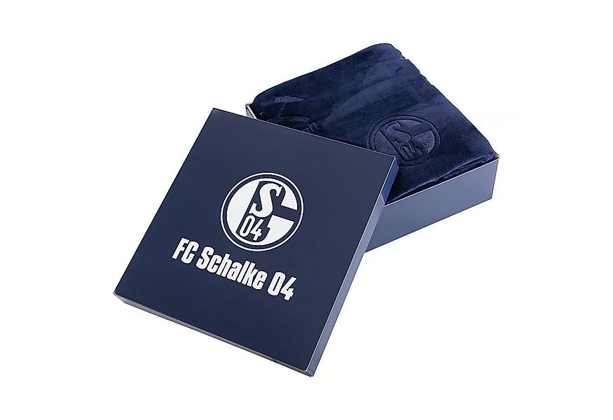 Wohndecke FC Schalke 04 geprägt in Geschenkbox Navy 150 x 200 cm 100% Polye günstig online kaufen