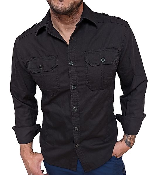 LOBO NEGRO® Jeanshemd schwarz mit Metallknöpfen günstig online kaufen