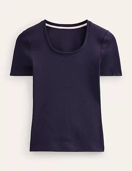 Basic-T-Shirt aus Jersey Damen Boden, Marineblau günstig online kaufen