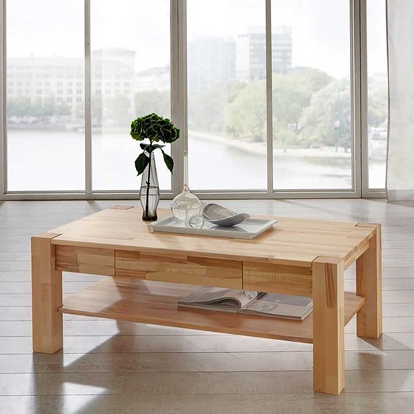 Couchtisch aus Kernbuche Massivholz Schublade günstig online kaufen
