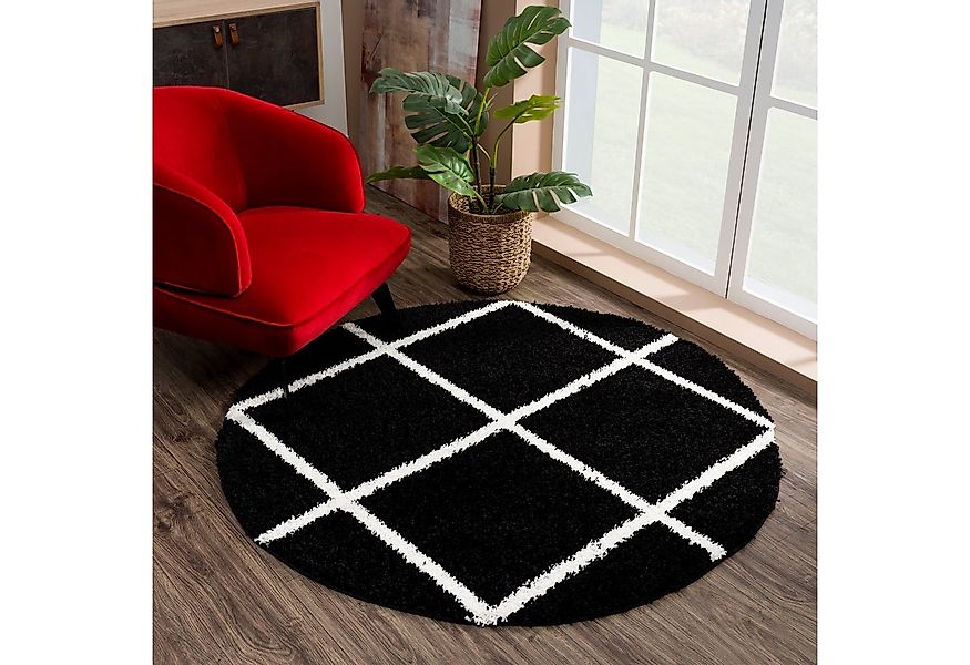 Sanat Hochflor-Teppich Madrid, rund, Höhe: 30 mm, Wohnzimmer, Langflor, Sha günstig online kaufen