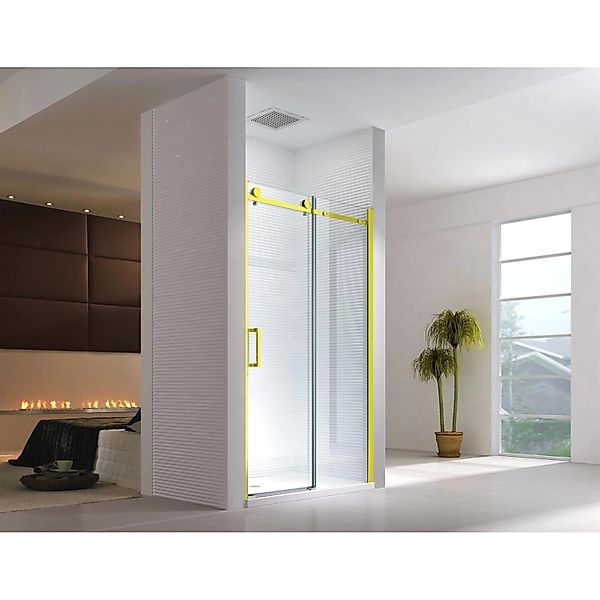 Glaszentrum Hagen - 100x195cm Nischentür Schiebetür Duschtür - Gold günstig online kaufen