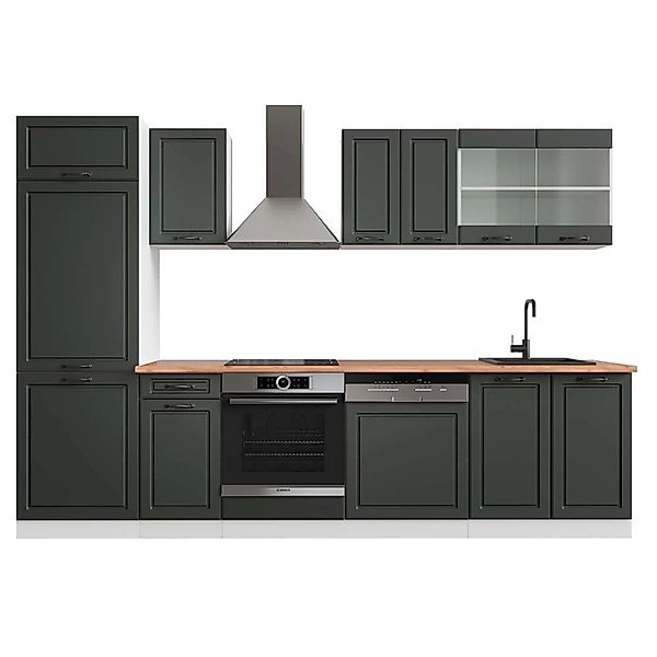 Vicco R-Line Küchenzeile Anthrazit Landhaus/Weiß 300 cm AP Eiche günstig online kaufen