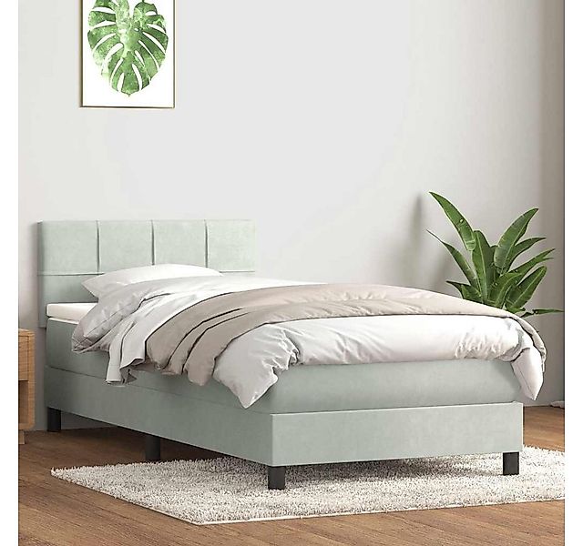 vidaXL Boxspringbett, Boxspringbett mit Matratze Hellgrau 90x210 cm Samt günstig online kaufen