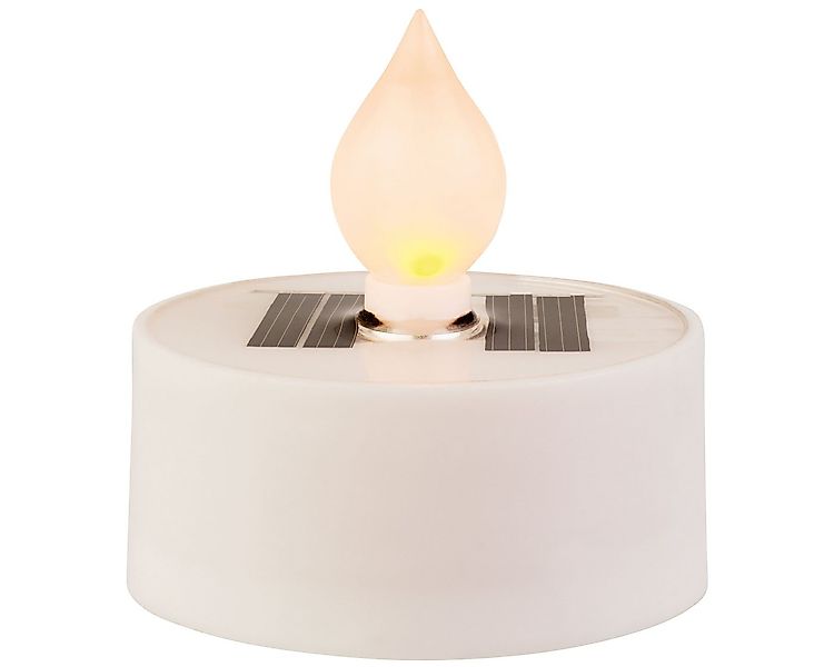 Lumineo LED-Kerze, Solar LED Teelicht Outdoor 5x2cm Kunststoff Weiß / Warmw günstig online kaufen