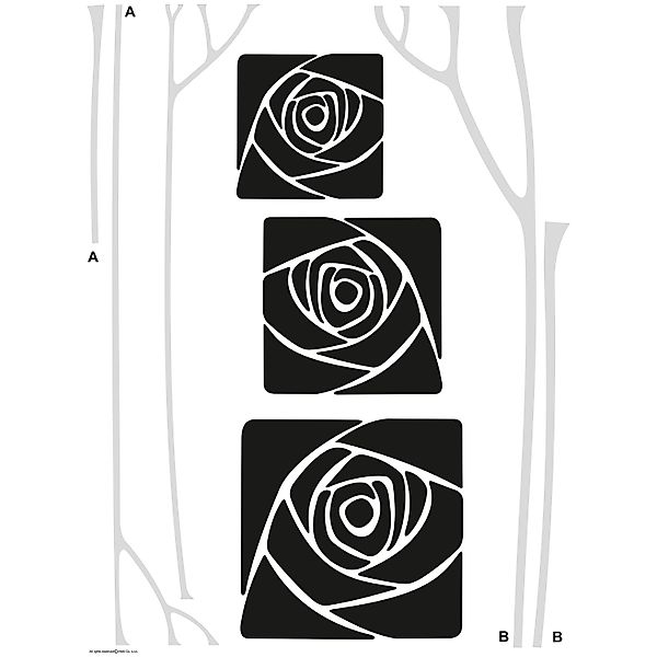 Sanders & Sanders Wandtattoo Blumen Schwarz-Weiß und Grau 65 x 85 cm 600289 günstig online kaufen