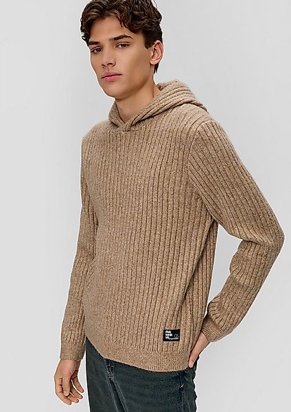 QS Longpullover Strickpullover Strick-Hoodie mit Rippstruktur günstig online kaufen