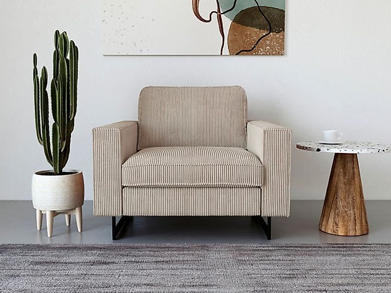 Places of Style Loveseat »Pinto 105 cm, Cord, Chenille, Lederoptik«, mit Ke günstig online kaufen