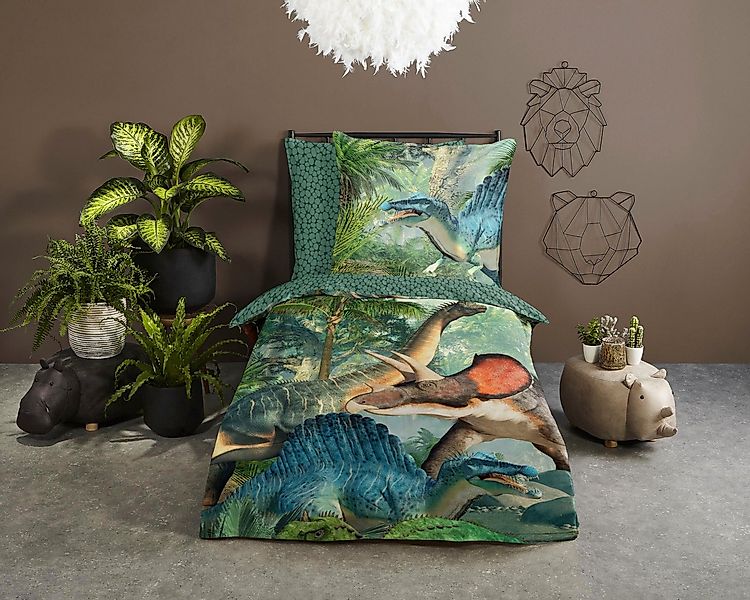 good morning Kinderbettwäsche Jurassic, Renforcé, 2 teilig, Baumwolle, 135x günstig online kaufen