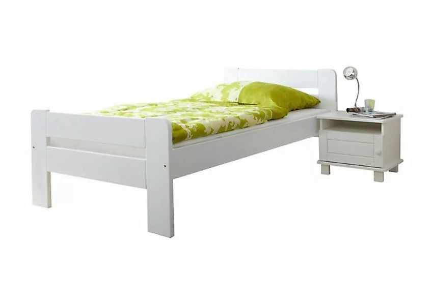 TICAA "Einzelbett ""Bert"" Kiefer Weiß 90 x 200 cm" weiß günstig online kaufen