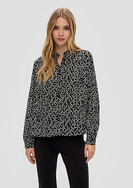 QS Langarmbluse Hochgeschlossene Bluse mit Allover-Print günstig online kaufen