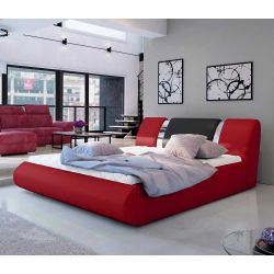 Doppelbett Polsterbett aus Kunstleder in modernem Design günstig online kaufen