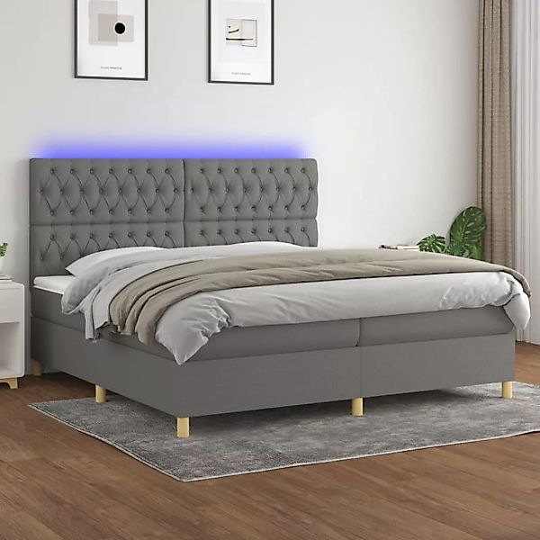 Vidaxl Boxspringbett Mit Matratze & Led Dunkelgrau 200x200 Cm Stoff günstig online kaufen