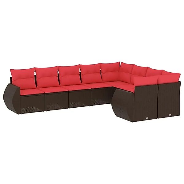 vidaXL 9-Tlg Gartensofa-Set mit Kissen Braun Polyrattan 3221843 günstig online kaufen