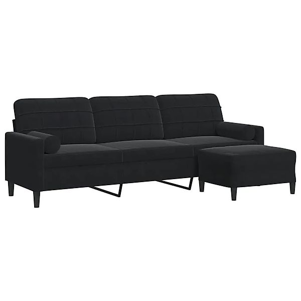 vidaXL 3-Sitzer-Sofa mit Hocker Schwarz 210 cm Samt 3278282 günstig online kaufen